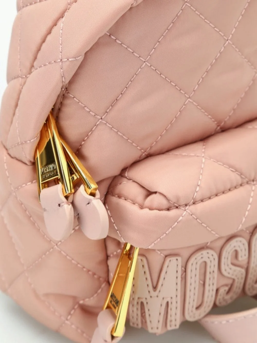 Moschino Blush Quilted Mini Backpack with Embossed Logo